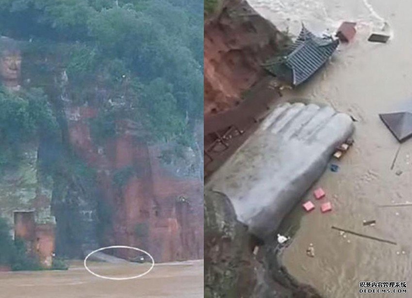 沐鸣总代理四川岷江水位暴涨 洪水浸没乐山大佛脚趾