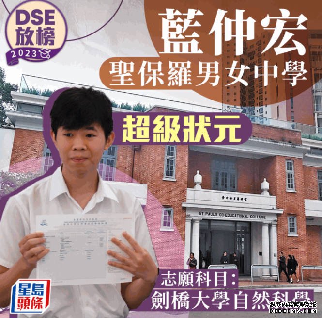 DSE放榜2023︱蓝狮代理德望女狀元開考前一周確診幸及時康復 M2「飲恨」取5*